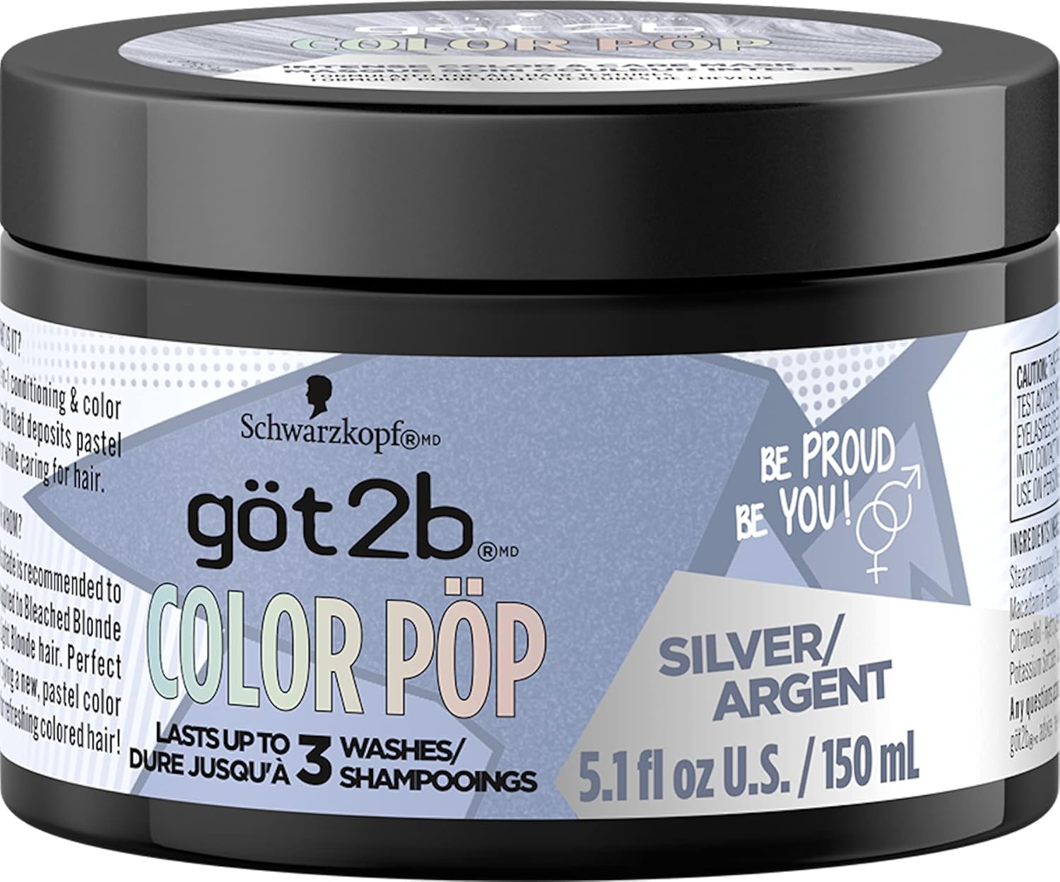 Got2B Color Pop Semi-Permanent Hair Color Mask, Silver, 5.1 Oz