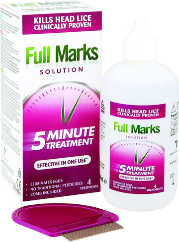 Full Marks 200Ml Head Lice Solution - Simple 5-Minute Formula, Eliminates Lice & Eggs, Includes Comb, Effective Scalp Care In One Use, Fast-Acting Treatment (Pack Of 2)