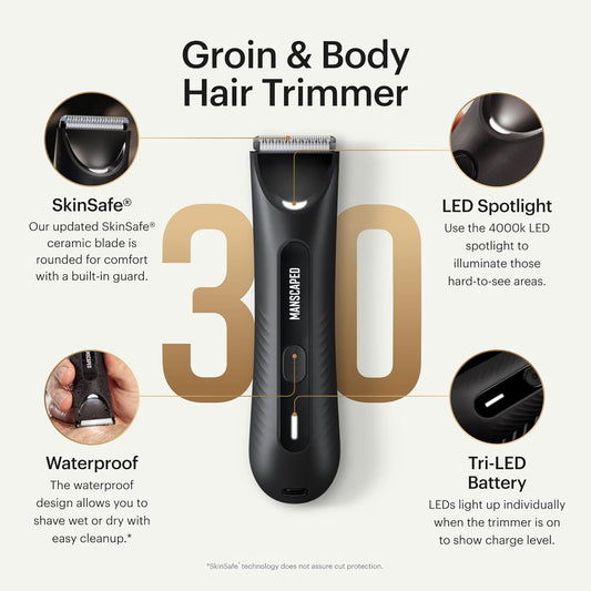 Manscaped® Grooming Essentials 3.0 Plus Routine With The Lawn Mower® 3.0 Plus Men'S Groin Hair Trimmer, Crop Preserver® Ball Deodorant, Crop Cleanser®, Crop Soother™ Aftershave, Shed 2.0 Toiletry Bag