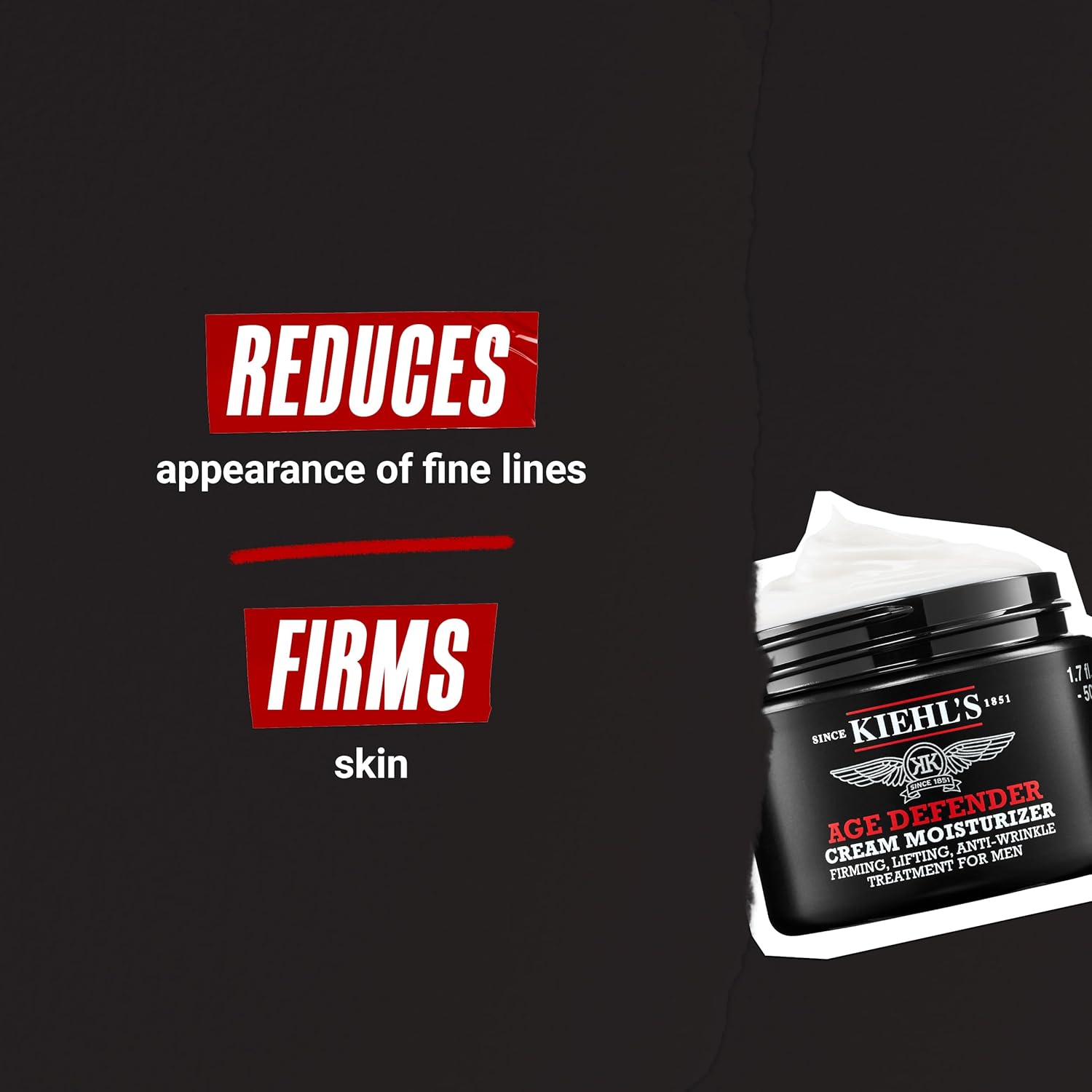 Kiehl'S Age Defender Cream Moisturizer, Firming & Lifting Anti-Aging Treatment For Men, Gently Exfoliates, Minimizes Look Of Fine Lines & Wrinkles, With Capryloyl Salicylic Acid & Caffeine - 2.5 Fl Oz : Everything Else