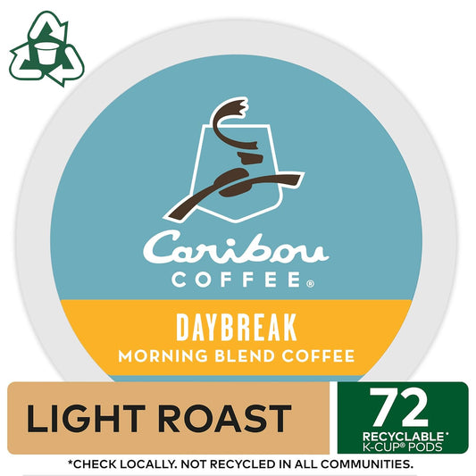 Caribou Coffee Daybreak Morning Blend Keurig Single-Serve K-Cup Pod, Light Roast Coffee, 72 Count (6 Packs of 12)