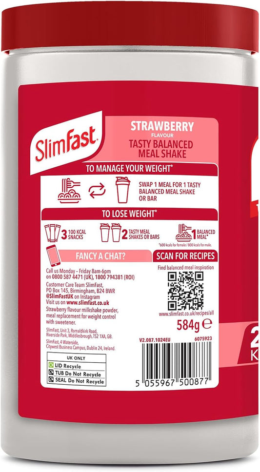 Slimfast Balanced Meal Shake, Healthy Shake For Balanced Diet Plan With Vitamins And Minerals, High In Fibre, Meal Replacement, Caramelised Biscuit Flavour, 16 Servings, 584 G