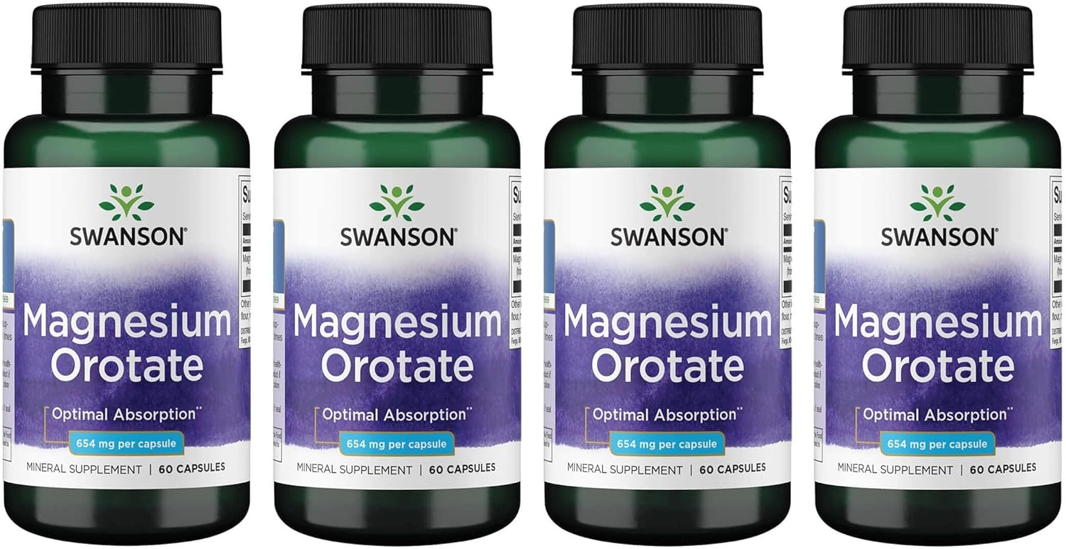 Swanson Magnesium Orotate 654 Mg 60 Caps 4 Pack