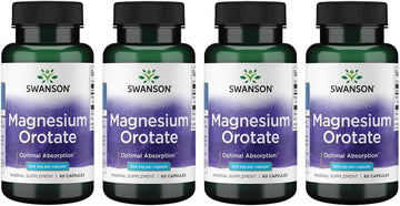 Swanson Magnesium Orotate 654 Mg 60 Caps 4 Pack