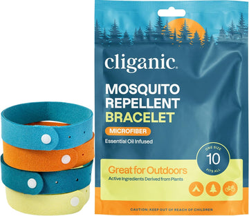 Cliganic Mosquito Repellent Microfiber Bracelets (20 Pack) - For Adults And Kids, Deet Free Wristbands