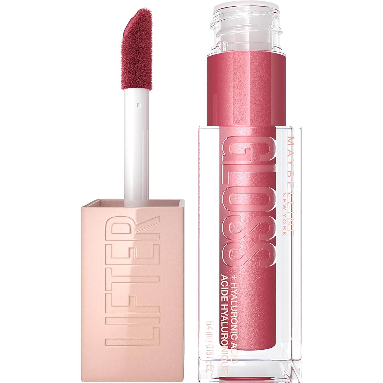 Maybelline Lifter Gloss, Hydrating Lip Gloss With Hyaluronic Acid, High Shine For Plumper Looking Lips, Ruby, Berry Neutral, 0.18 Ounce