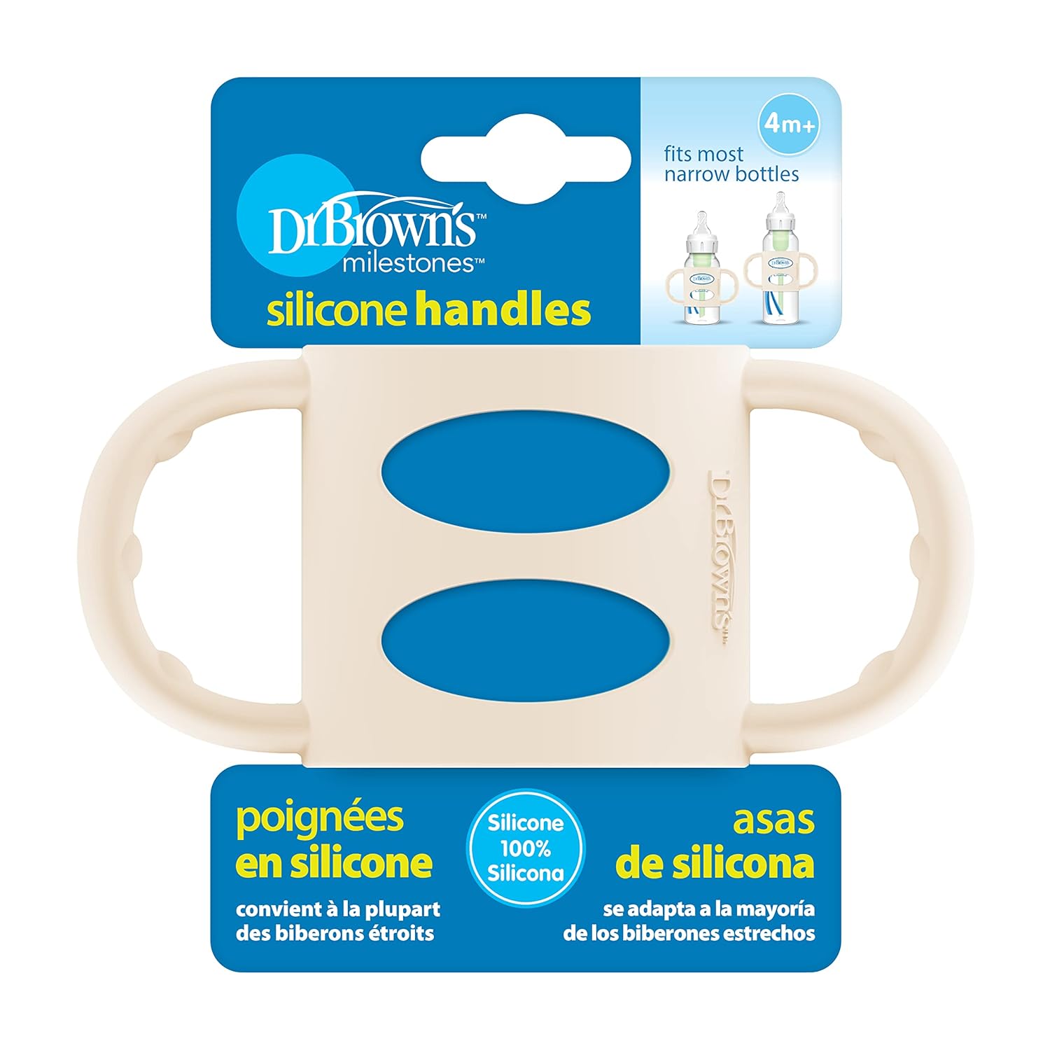 Dr. Brown’s® Milestones™ 100% Silicone Baby Bottle Handles, Narrow, Ecru, 1-Pack
