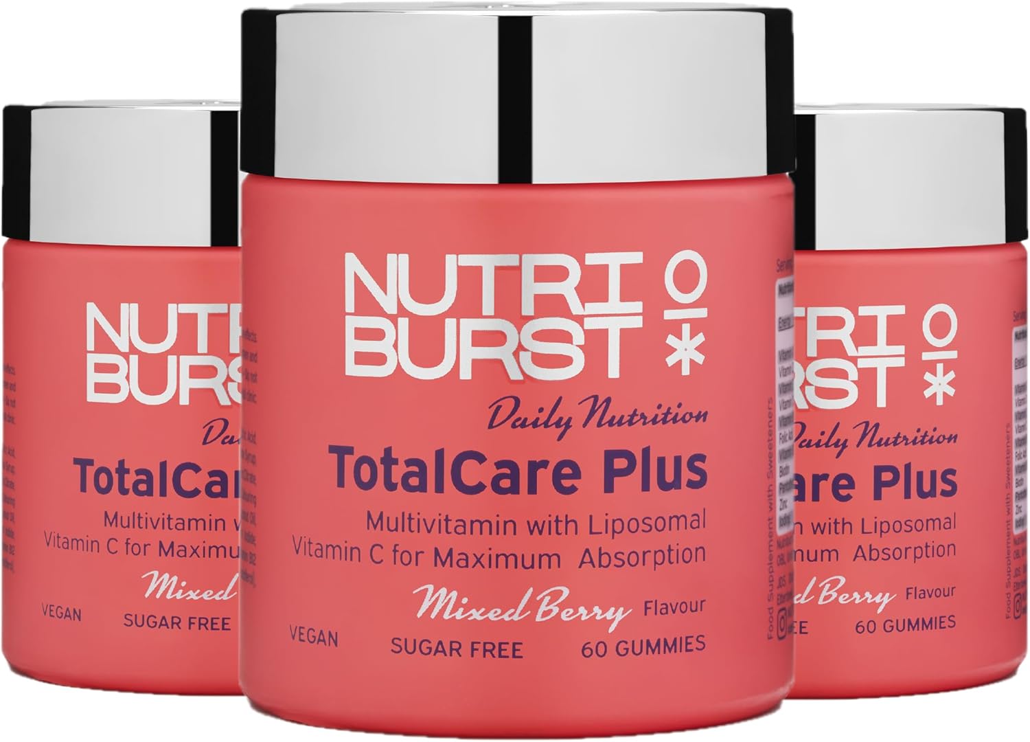 Nutriburst Totalcareplus Multipack - Multivitamin With Vitamin C, D, B12 + Zinc - Immune System Support - Berry Flavour - 3 X 60 Gummies / 3 Month Supply - Suitable For Vegans