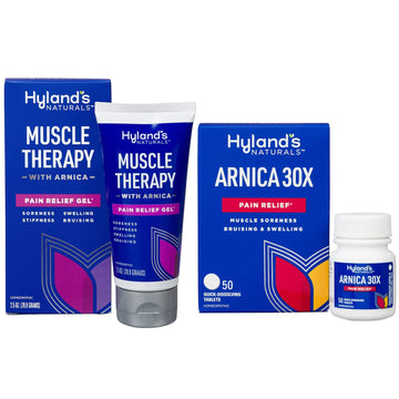 Bundle Of Hyland'S Muscle Therapy Gel, Relief Of Pain, Swelling, Bruising, Soreness & Stiffness, 2.5 Oz + Arnica Montana 30X Tablets, Relief Of Bruises, Swelling & Muscle Soreness, 50 Count