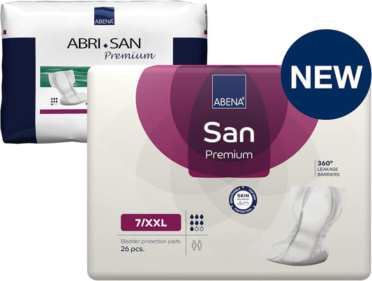 ABENA San Premium XXL Mens & Womens Incontinence Pads, Breathable & Comfortable, Fast Absorption, Discreet & Effective Shaped Incontinence Pads for Men/Women - Air Plus, 7, XL2, 26PK