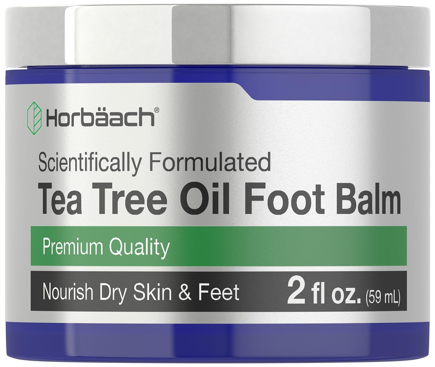 Horbäach Tea Tree Oil Foot Balm | 2 Oz | Moisturizes And Nourishes Dry Skin & Feet | Scientifically Formulated