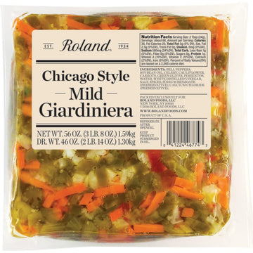 Roland Foods Chicago Style Mild Giardiniera, Italian Pepper Relish, Sourced In The Usa, 56-Ounce Pouch