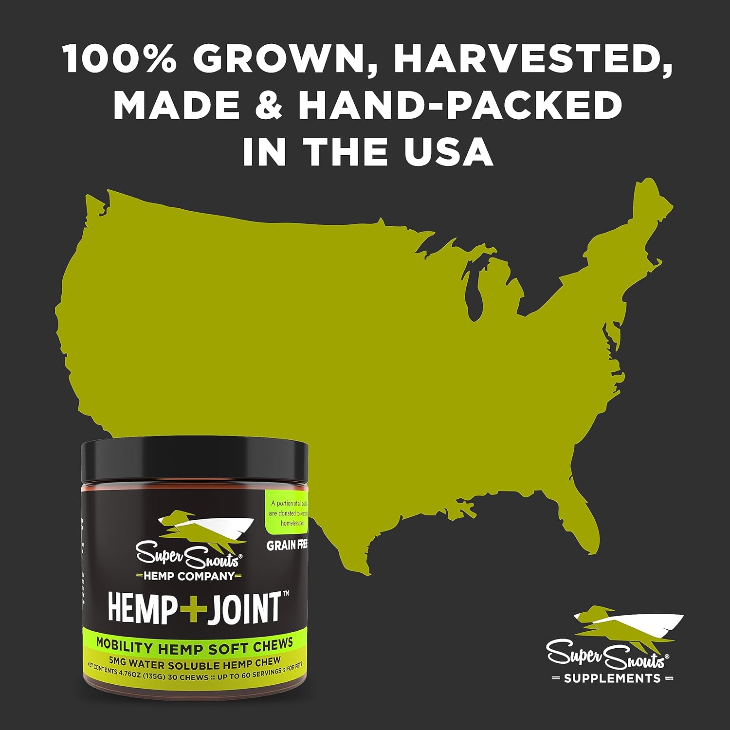 Super Snouts Hemp & Joint Chew For Dogs & Cats, 30 Chews (Up To 60 Servings) – Made In Usa Hip & Joint Supplement With Green Lipped Mussels, Hemp Helps Calms Joint Inflammation & Relief Joint Pain : Pet Supplies