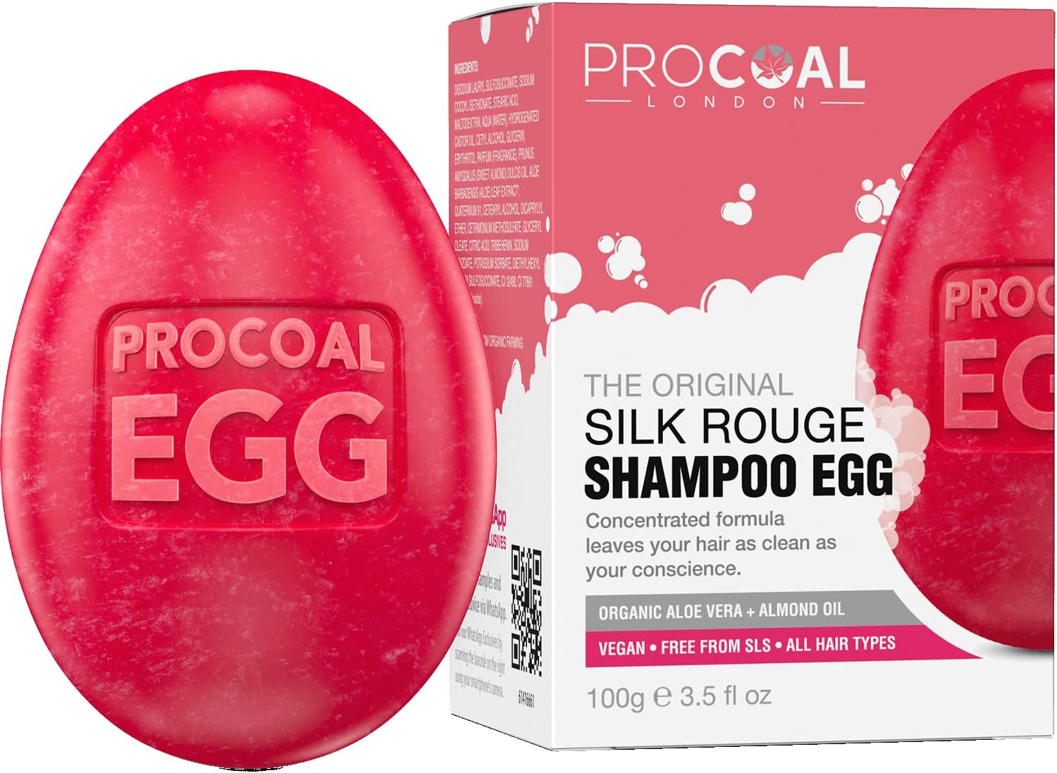 New Vegan Silk Rouge Shampoo Bar 100G By Procoal - Sls Free Eco Solid Shampoo Bar, Conditioning With Hydrating Glycerin, Aloe Vera, Almond Oil, Cruelty-Free