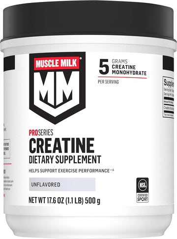 Muscle Milk Pro Series Creatine Powder Supplement, Unflavored, 1.1 Pound, 100 Servings, 5G Creatine Monohydrate, Nsf Certified For Sport, Packaging May Vary