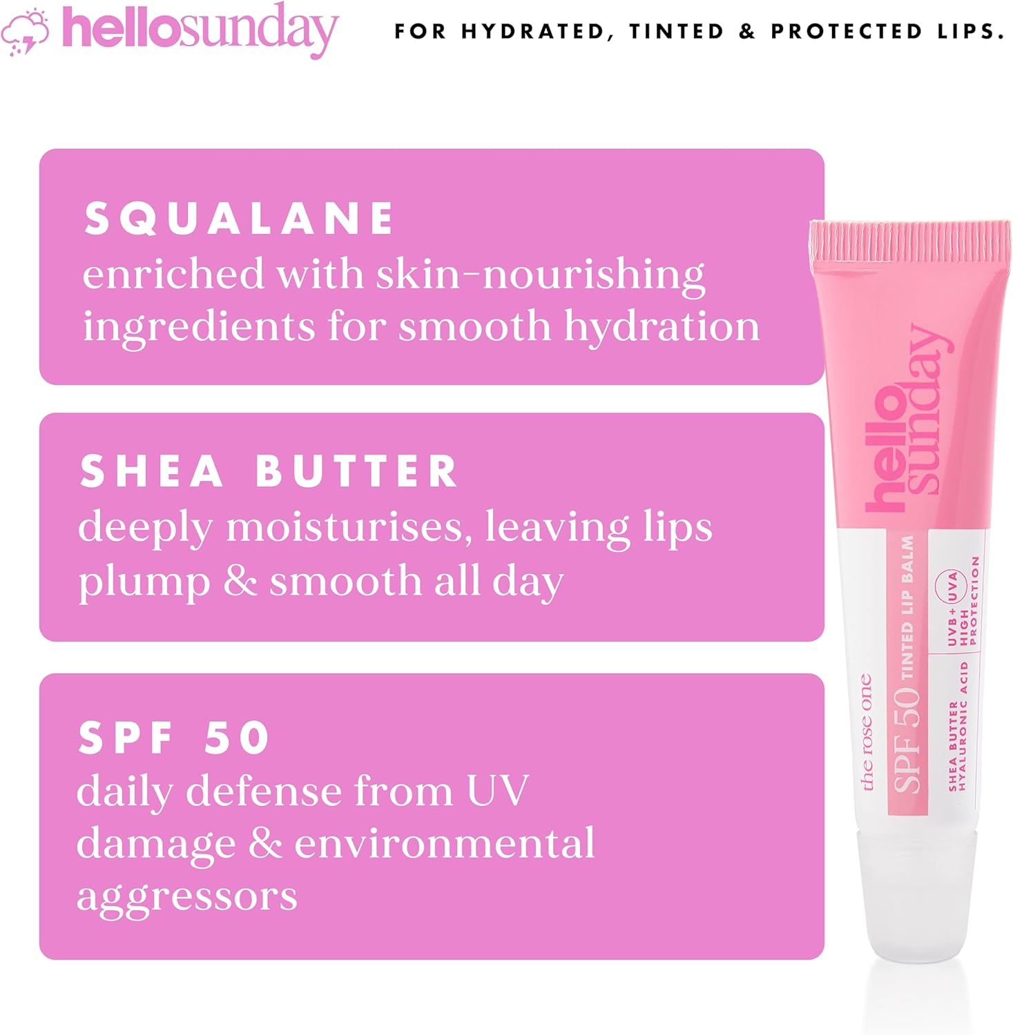 The One Tinted Lip Balm SPF 50 - Rose by Hello Sunday for Women - 0.5 oz Lip Balm : Amazon.co.uk: Beauty