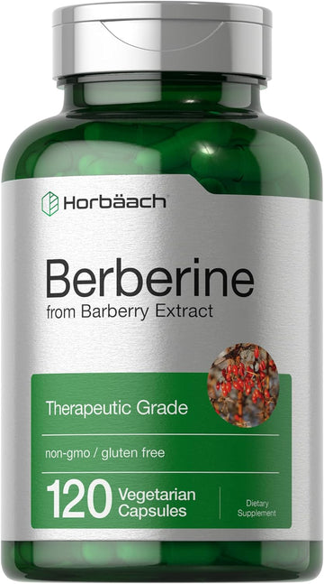 Horbaach Berberine Supplement | 120 Capsules | Berberine HCl from Barberry Extract | Non-GMO, Gluten Free