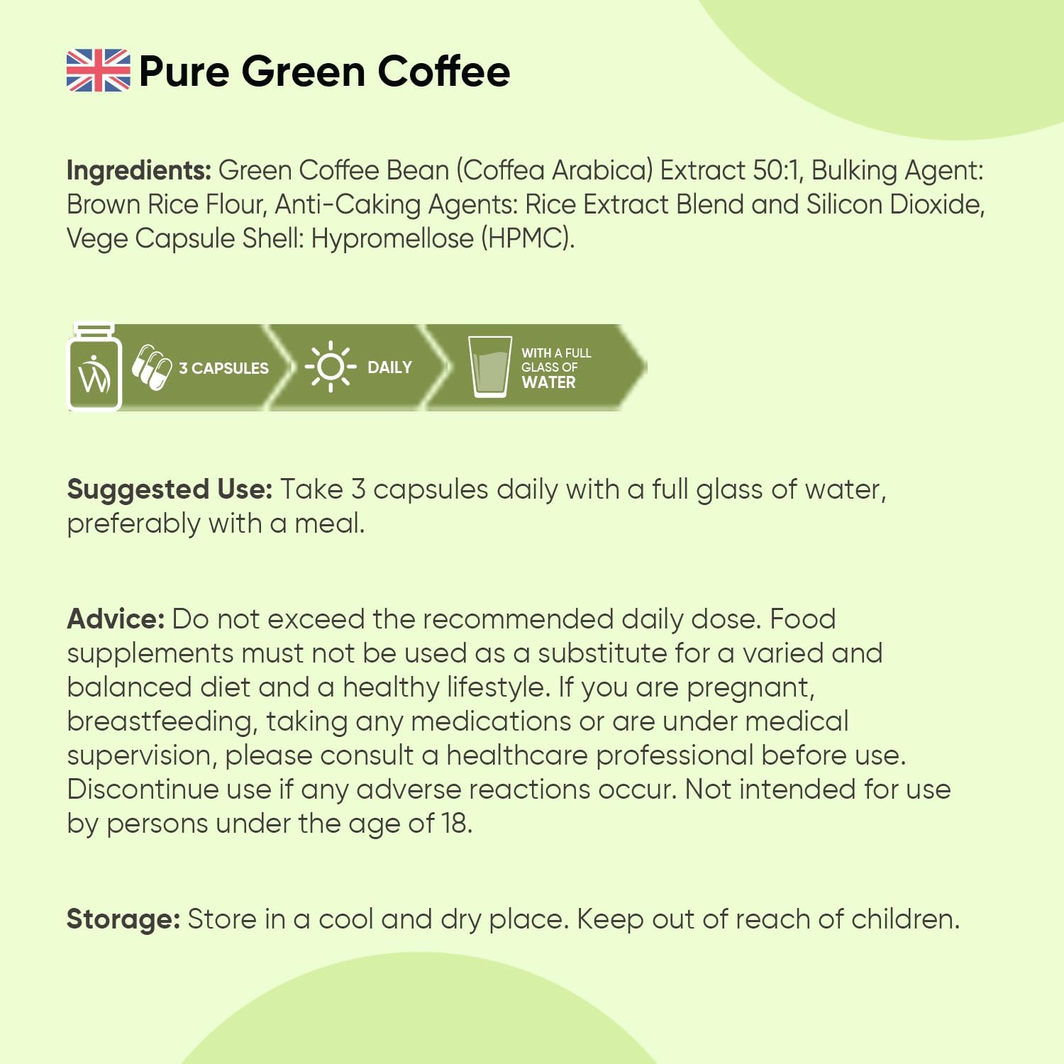 Pure Green Coffee Capsules | 21,000mg per Serving | 90 Unroasted Green Coffee Capsules | Vegan | Natural Source of Chlorogenic Acid | Made in Britain : Amazon.co.uk: Health & Personal Care