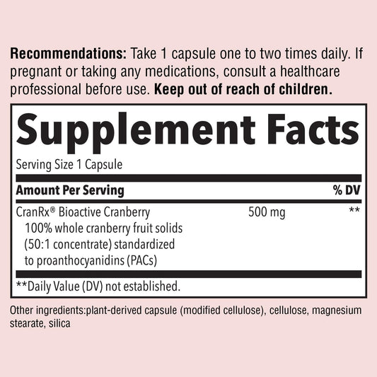 Nature'S Way Cranrx Bioactive Cranberry Urinary Health* 500Mg Potency Once Daily 30 Vcaps