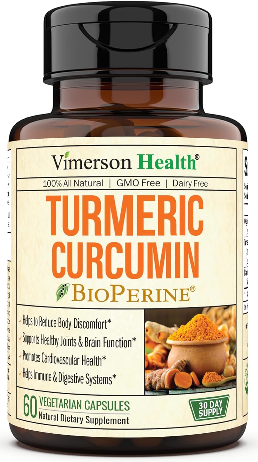 Turmeric Curcumin with Black Pepper Extract (Bioperine) & Organic Tumeric Vegan Joint Support Supplement. 95% Curcuminoids Turmeric Supplement for Healthy Joints & Immune Support. 60 Curcuma Capsules