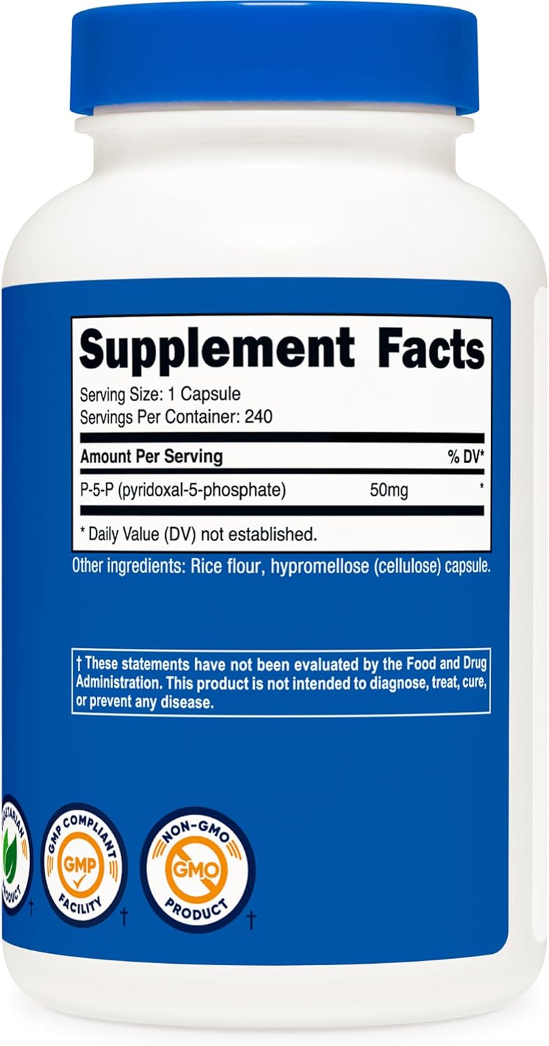 Nutricost P5P Vitamin B6 Supplement 50mg, 240 Capsules (Pyridoxal-5-Phosphate) - Vegetarian Friendly, Non-GMO, Gluten Free : Health & Household