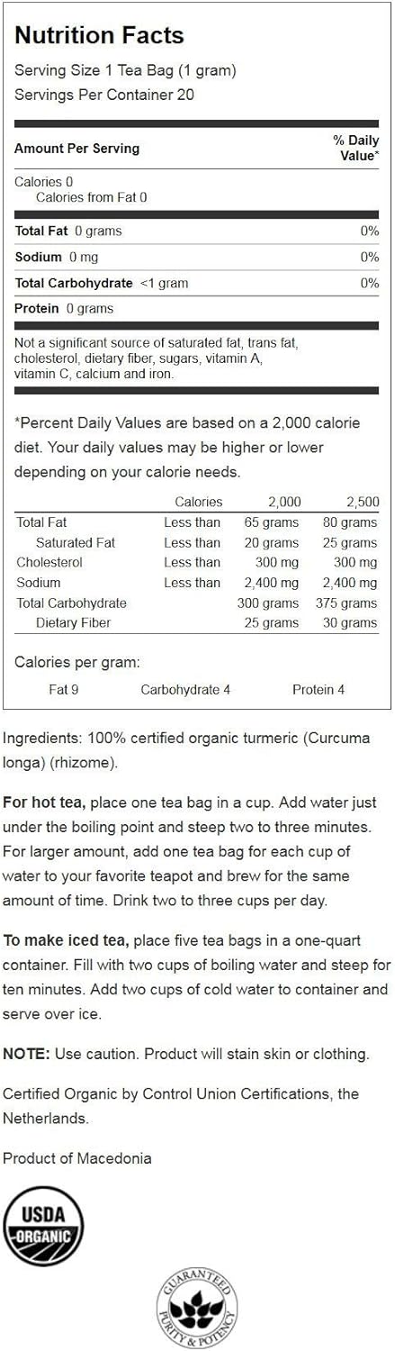 Swanson Turmeric Tea 20 Bag(S)