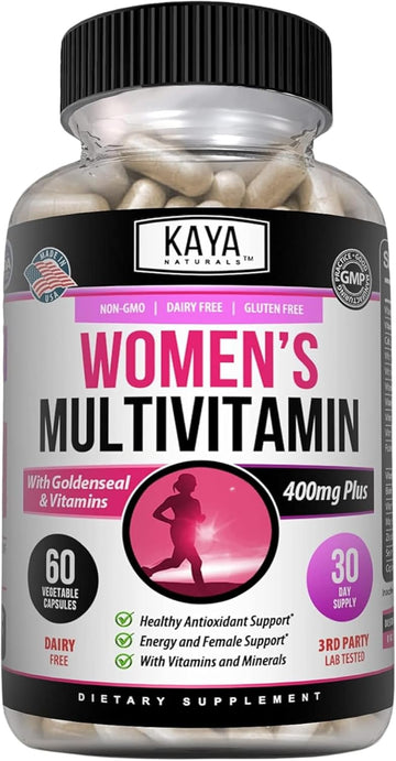 Kaya Naturals Women'S Multivitamin, Overall Healthy Antioxidant, And Immune Support, Vitamins A, D, C, E, Biotin, Folic Acid, & Multi-Mineral, Energy & Metabolism Vitamin Supplement