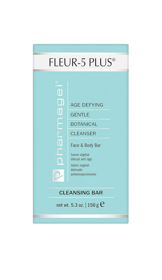 Pharmagel Fleur-5 Plus Antioxidant Gentle Cleansing Bar | Natural Daily Bath And Face Wash Soap | Deep Cleaning Soap For Sensitive Skin - 5.3 Oz