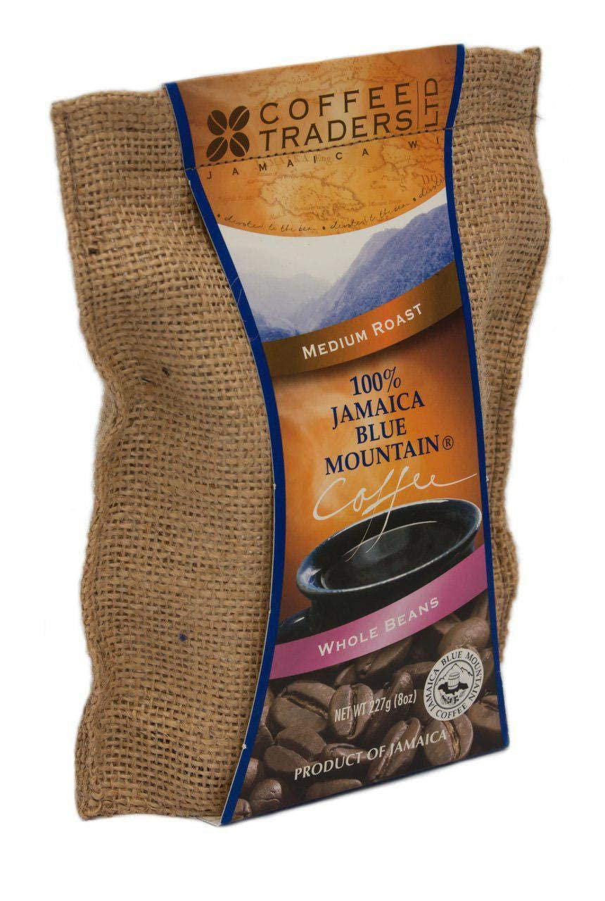 Coffee Traders One-Hundred Percent Jamaica Blue Mountain Coffee With Certificate Of Origin, Medium Roasted Beans, Bag