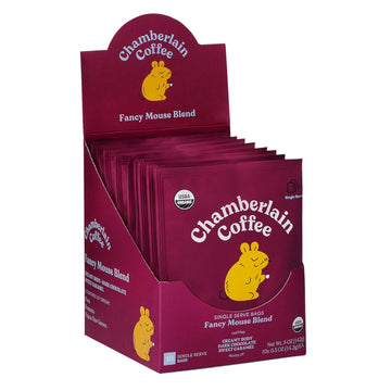 Chamberlain Coffee Fancy Mouse Blend Cold Brew Singles - Dark Roast Organic Coffee Single Serve Bags With Notes Of Creamy Dark Chocolate & Sweet Caramel - 10 Single Serve Cold Brew Sachets