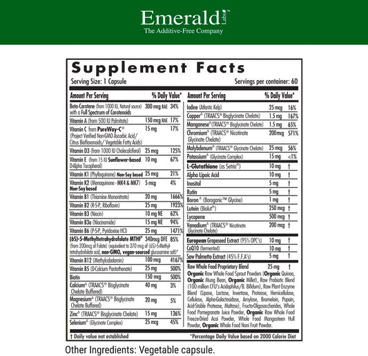 EMERALD LABS Men's 45+ 1-Daily Multi - Made with Saw Palmetto, Lycopene & More for Heart, Bone & Immune Support* - Gluten-Free - 60 Vegetable Capsules