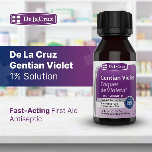 De La Cruz Gentian Violet - Violeta De Genciana - Tincture Of Violet 1% First Aid Antiseptic, 1 Fl Oz (9 Bottles)