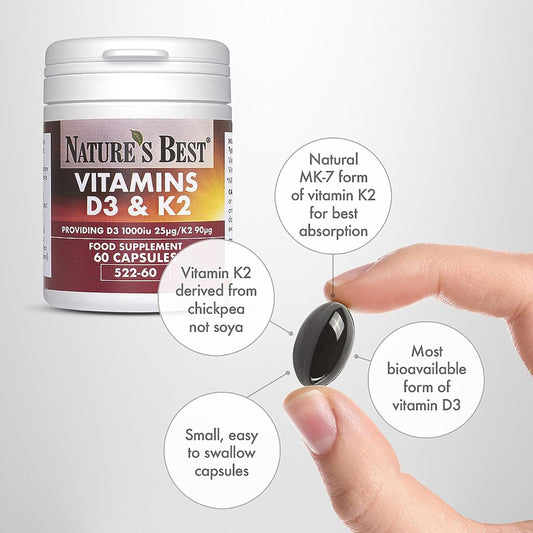 Bone & Immune Boost: High Strength Vitamin D3 1000Iu & K2 90µg - 60 Capsules, 2-Month Supply | Optimal Support For Bones, Teeth, And Immune Function | Year-Round Well-Being!
