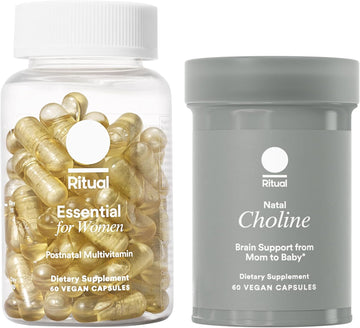 Ritual Postnatal Mom-to-Baby Set, Postpartum Multivitamin and Natal Choline Supplements, Supports Lactation, Immune Function, and Baby's Cognitive Function