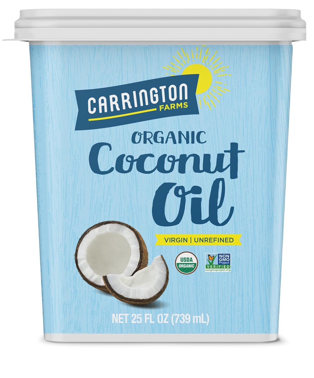 Carrington Farms Virgin Organic Coconut Oil, Gluten Free, Unrefined, Cold Pressed, 25 Oz. (Ounce), Coconut Oil For Skin & Hair Care, Cooking, Baking, Smoothies