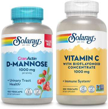 Solaray D-Mannose 1000Mg With Cranactin Cranberry Extract (150Ct) And Vitamin C 1000Mg With Bioflavonoids (250Ct) - Urinary Tract, Bladder Health And Immune Support Bundle - Vegan, 60 Day Guarantee