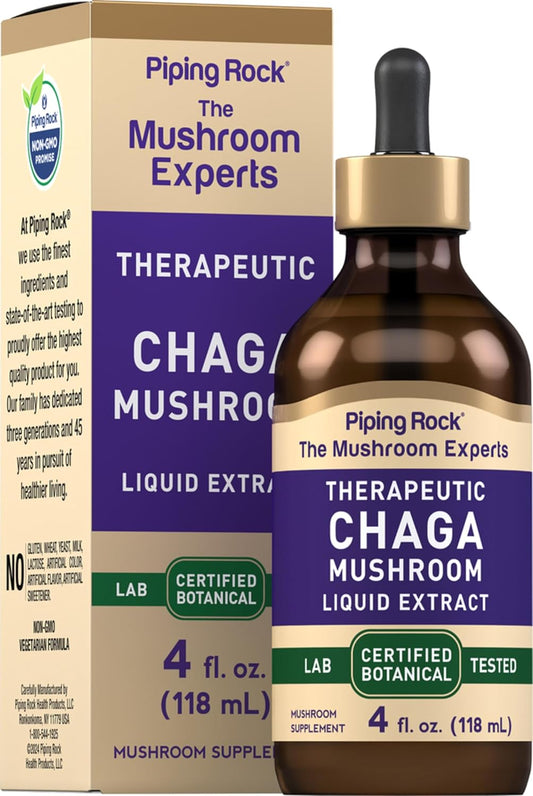 Piping Rock Chaga Mushroom Liquid Extract | 4 Fl Oz | Alcohol Free, Vegetarian Tincture | Non-GMO, Gluten Free Supplement : Health & Household