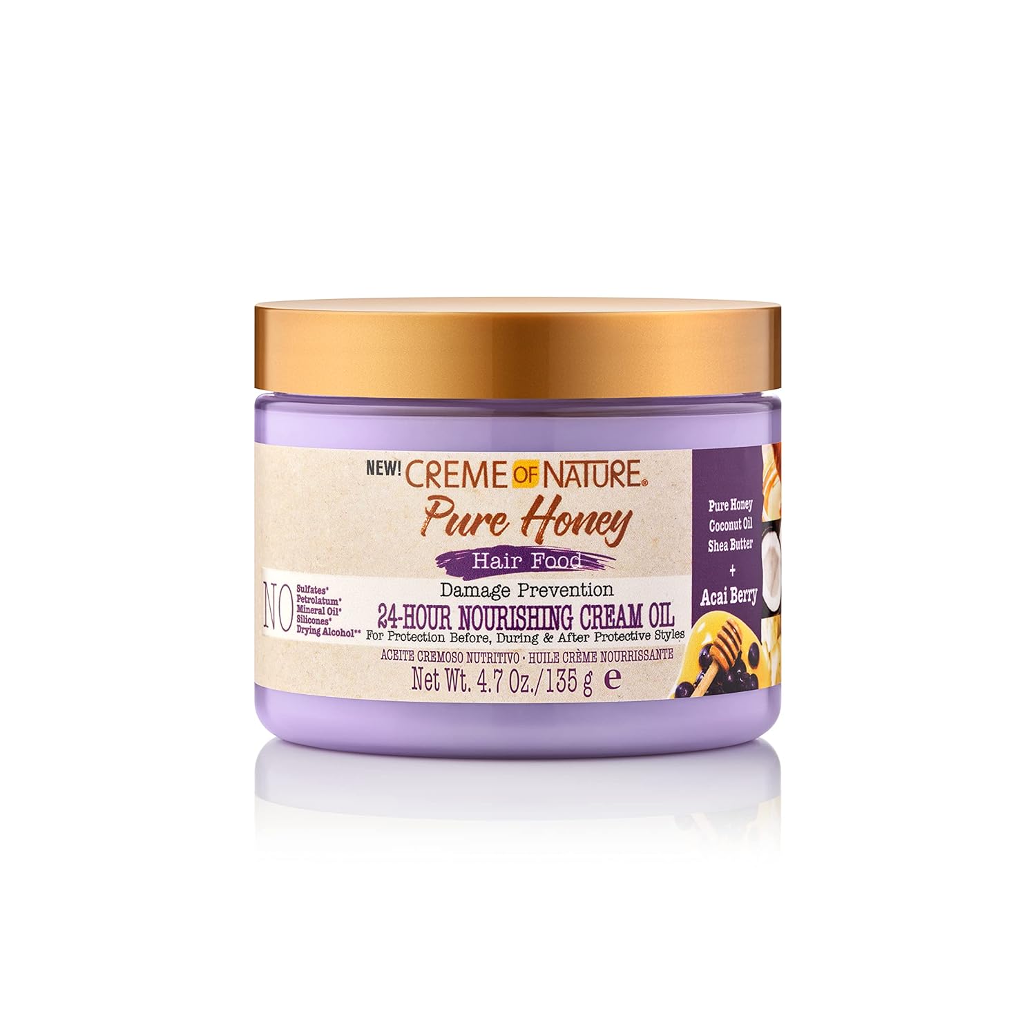 Creme Of Nature, Acai Hair Cream, Honey And Acai Collection, 4.7 Oz : Beauty & Personal Care