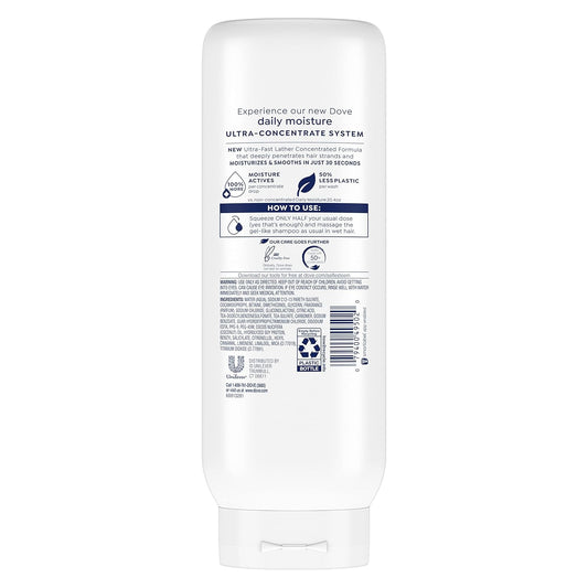 Dove Ultra Daily Moisture Concentrate Shampoo For Dry Hair Moisturizes And Smooths In 30 Seconds, Ultra-Lather Technology And 2X More Washes 20 Oz