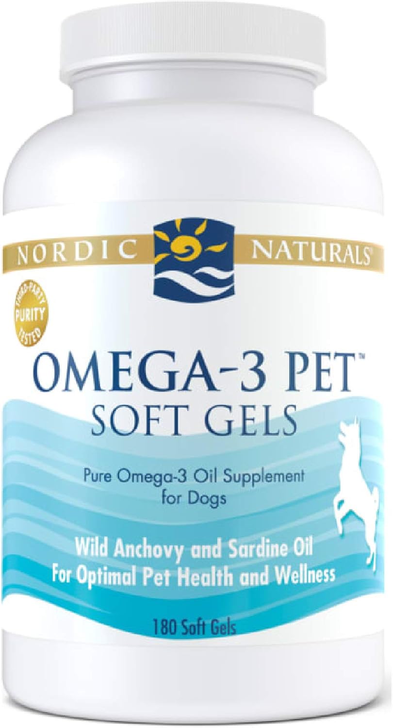 Nordic Naturals Omega-3 Pet, Unavored - 180 Soft Gels - 330 Mg Omega-3 Per Soft Gel - Fish Oil For Dogs With Epa & Dha - Promotes Heart, Skin, Coat, Joint, & Immune Health