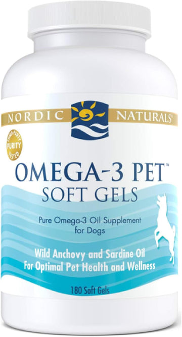 Nordic Naturals Omega-3 Pet, Unavored - 180 Soft Gels - 330 Mg Omega-3 Per Soft Gel - Fish Oil For Dogs With Epa & Dha - Promotes Heart, Skin, Coat, Joint, & Immune Health