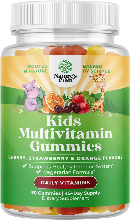 Delicious Daily Kids Multivitamin Gummies - Multivitamin for Kids Immunity Support Gummies with Vitamins A C D3 E B Zinc - Kids Vitamins Gummy Multivitamin Formula - Halal Gelatin and Gluten Free : Health & Household