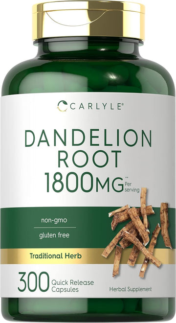 Carlyle Dandelion Root | 1800Mg | 300 Capsules | Non-Gmo, Gluten Free Supplement