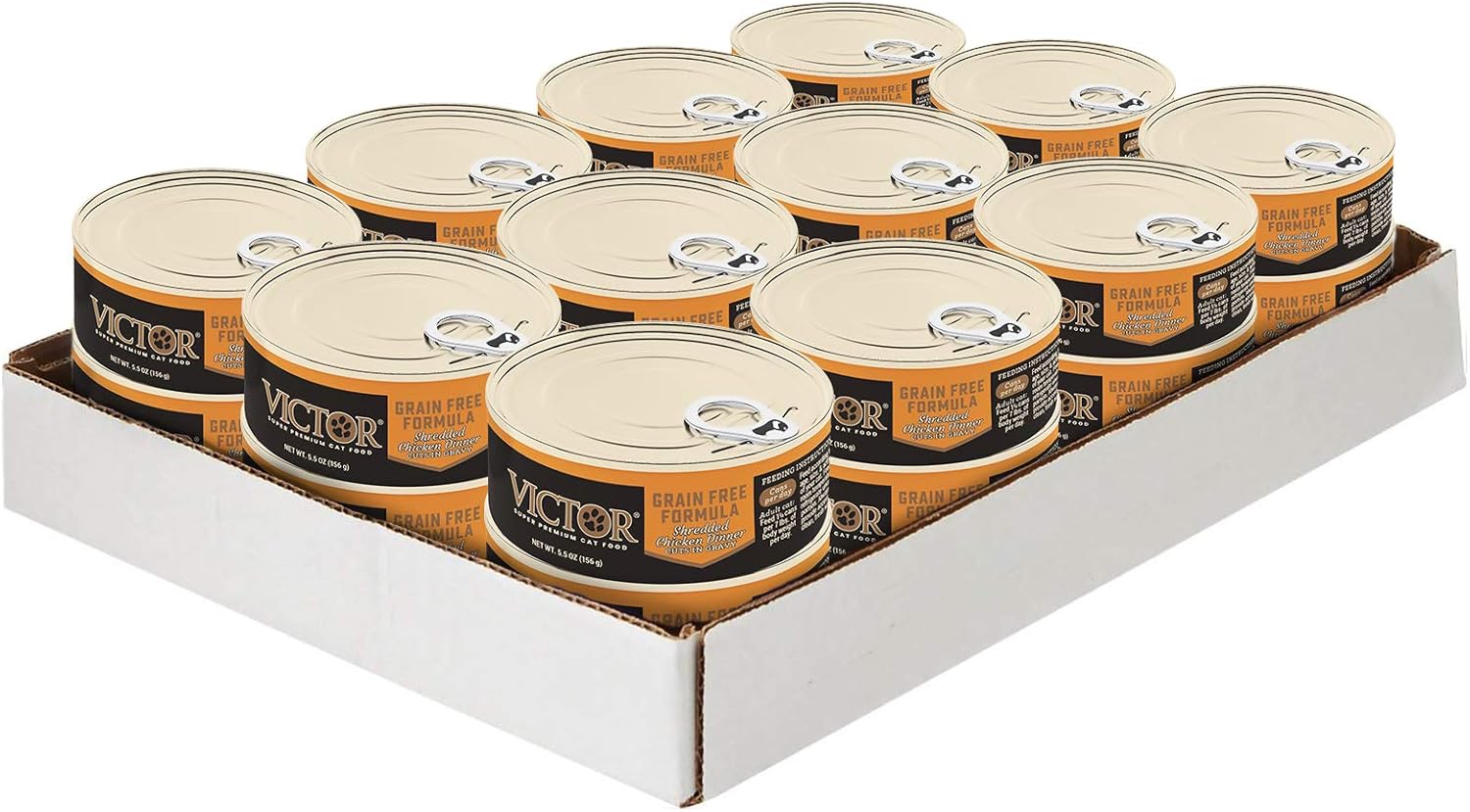 Victor Super Premium Cat Food – Grain Free Shredded Chicken Dinner Cuts In Gravy – Grain Free Canned Wet Food For Indoor And Outdoor Cats - All Breed Sizes, 24 X 5.5 Oz Cans