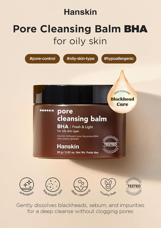 Hanskin Bha Pore Cleansing Balm, Gentle Blackhead Cleanser And Makeup Remover For Combination And Oily Skin [Bha/2.82 Oz]