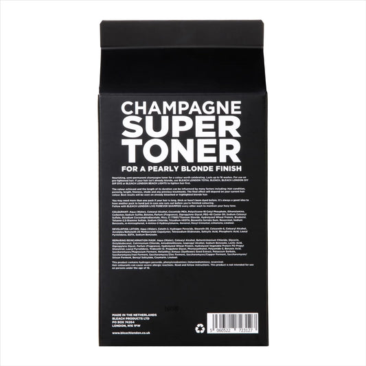 Bleach London Champagne Super Toner Kit - Ammonia-Free Toning For Golden Hour Blonde Finish - Ideal For Neutralising Brassiness - With Smooth And Shine Complex (Complete Kit)