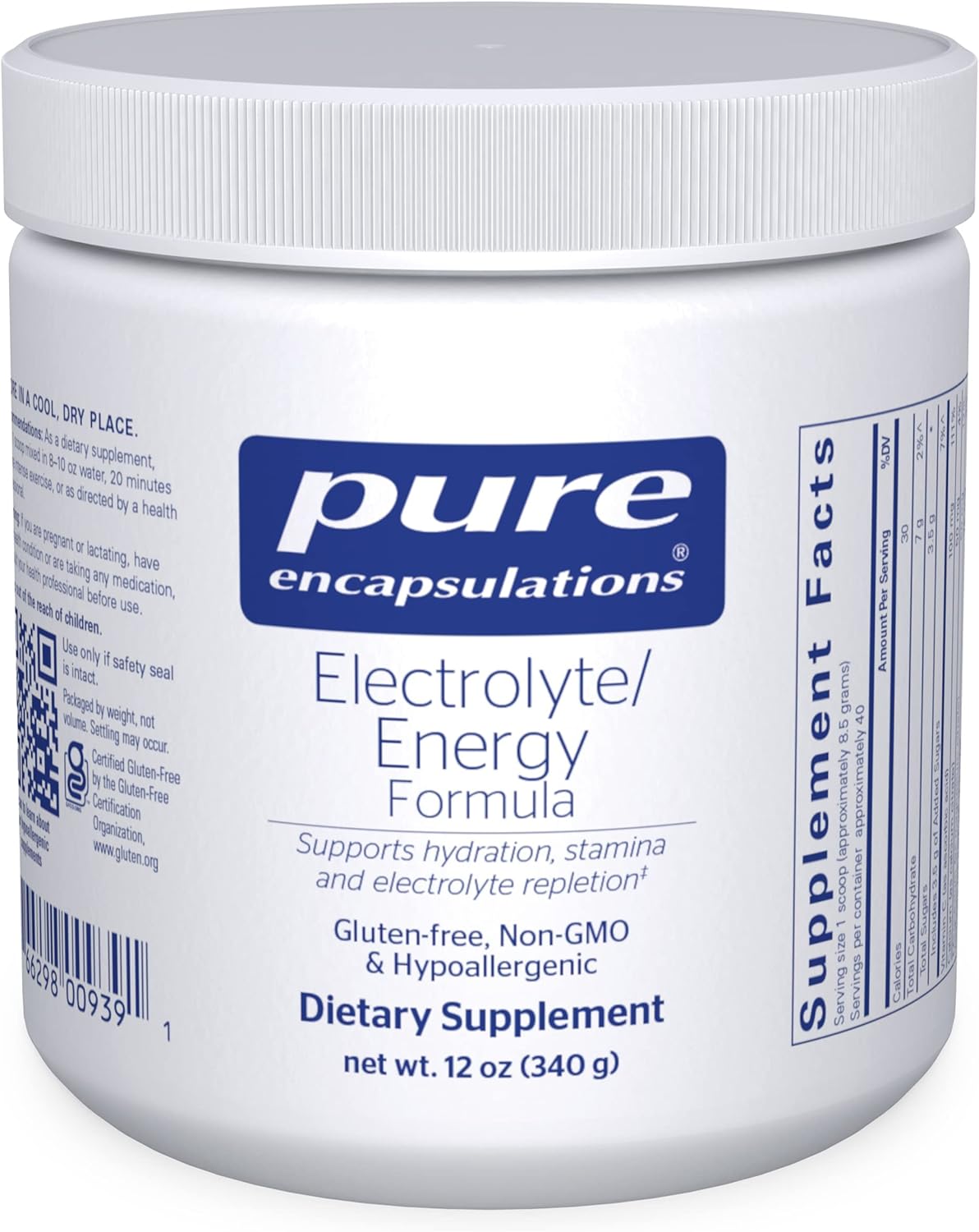 Pure Encapsulations Electrolyte Energy Formula | Hydration Supplement Powder For Muscle Recovery, Minerals, Mental Focus, And Working Out* | 12 Ounces