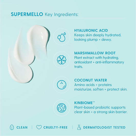 Kinship Supermello Gel Cream Moisturizer + Self Smooth Glycolic Pore Minimizing Serum | Lightweight Hyaluronic Acid Face Lotion + Overnight Resurfacing Treatment | Hydrate+ Smooth Skin