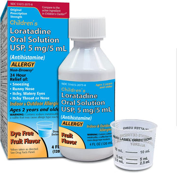 Children’S Oral Solution, Dye Free, Fruit Flavor, Non-Drowsy 24H Relief Of Sneezing, Runny Nose, Itchy Watery Eyes, Itchy Throat Or Nose, Antihistamine, Indoor & Outdoor Allergies