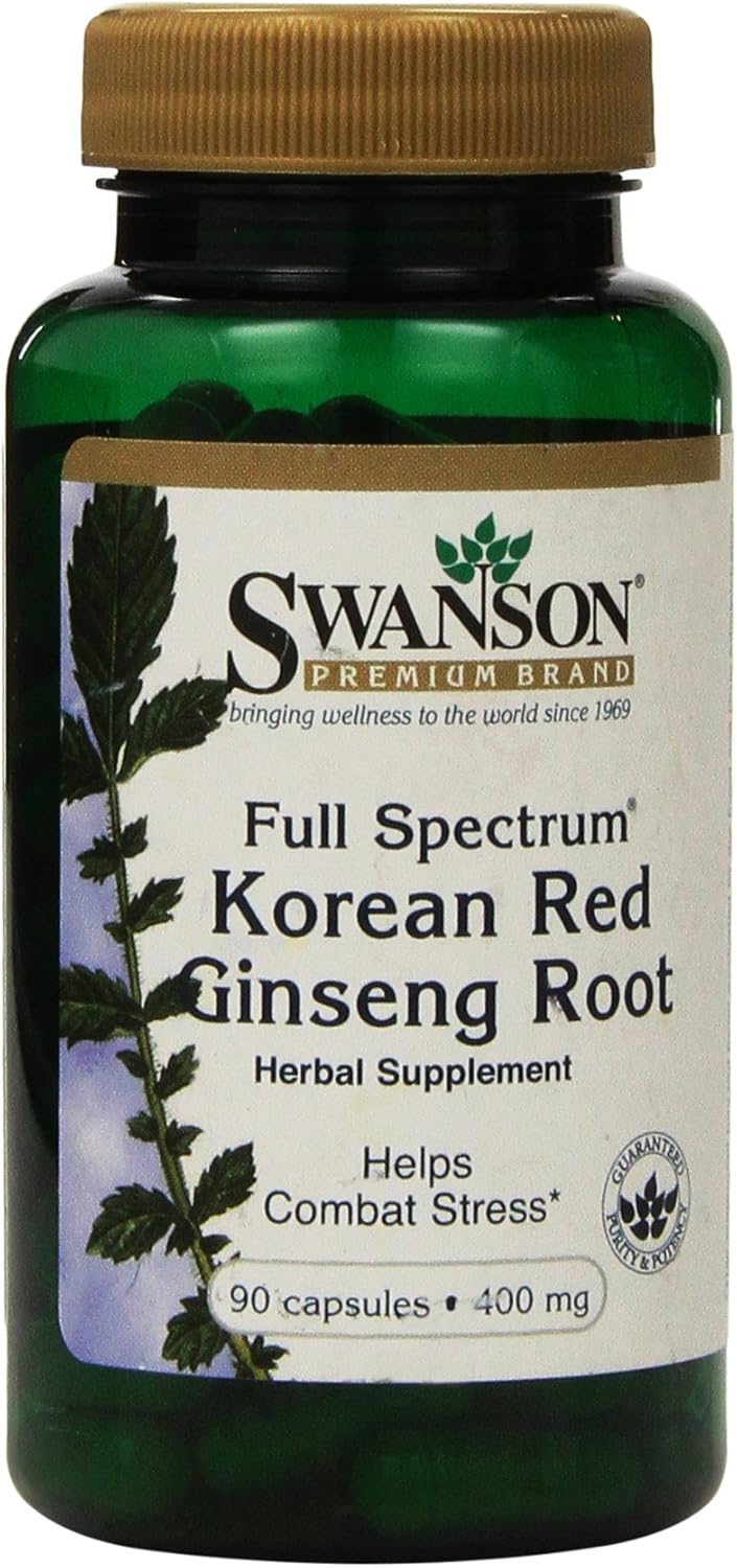 Swanson Premium Full-Spectrum Korean Red Ginseng Root 400 mg 90 Caps - Pack of Two